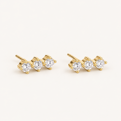 LAMAR – Boucles d’oreilles à trois pierres brillantes