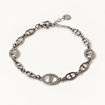YSÉA – Bracelet argenté à maillons marins et oxydes de zirconium