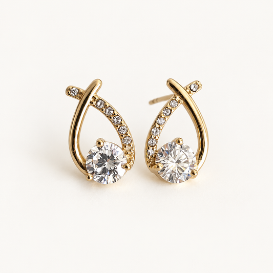 VEGA – Boucles d’oreilles dorées à strass
