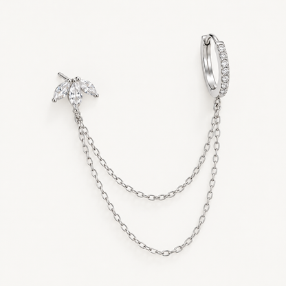 NOOR – Monoboucle double chaîne argentée