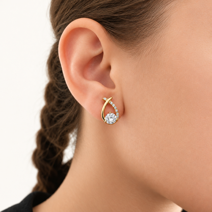 VEGA – Boucles d’oreilles dorées à strass