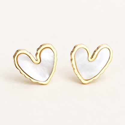 AMORE – Boucles d’oreilles cœur en acier inoxydable doré
