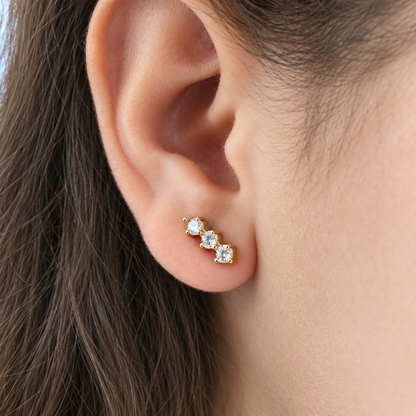 LAMAR – Boucles d’oreilles à trois pierres brillantes