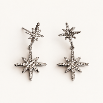 ASTRÉA – Boucles d’oreilles étoiles argentées à strass