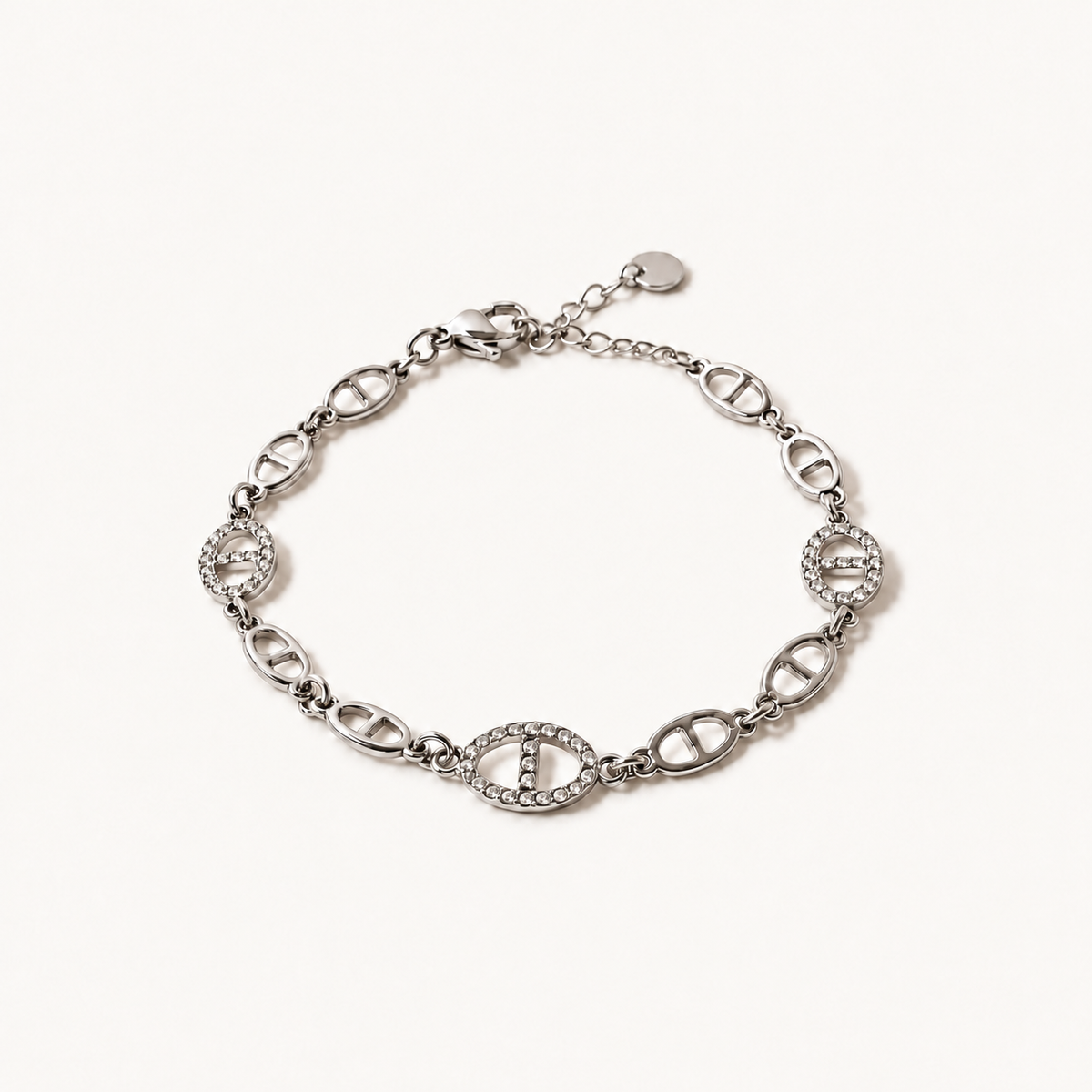 YSÉA – Bracelet argenté à maillons marins et oxydes de zirconium