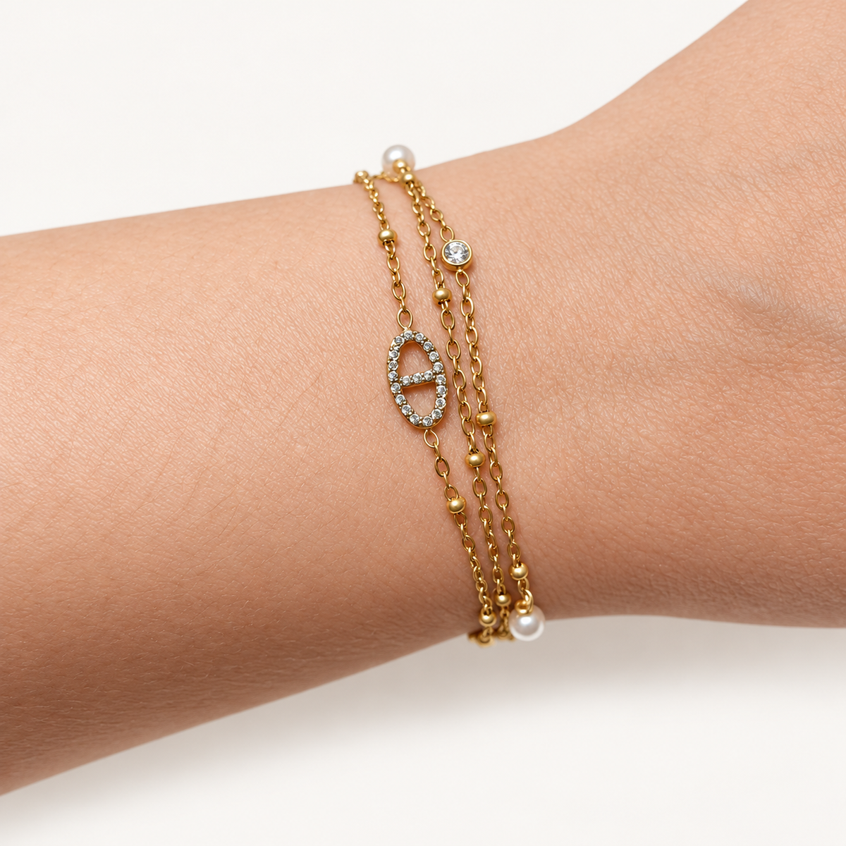 MARINE – Bracelet doré multichaînes