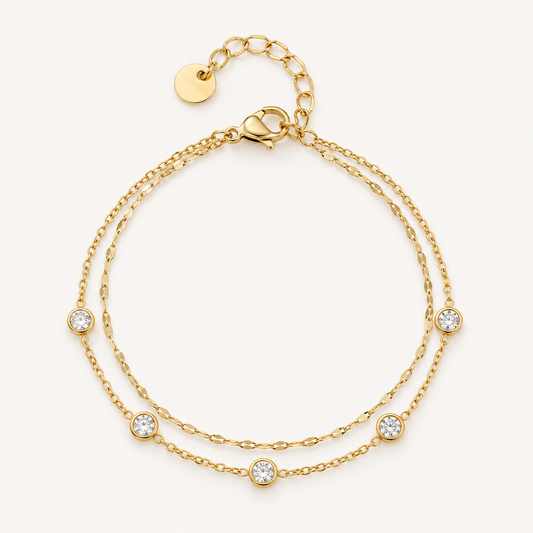 DALIDA – Bracelet double chaîne en acier inoxydable