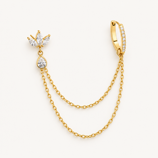 NOOR – Monoboucle double chaîne dorée
