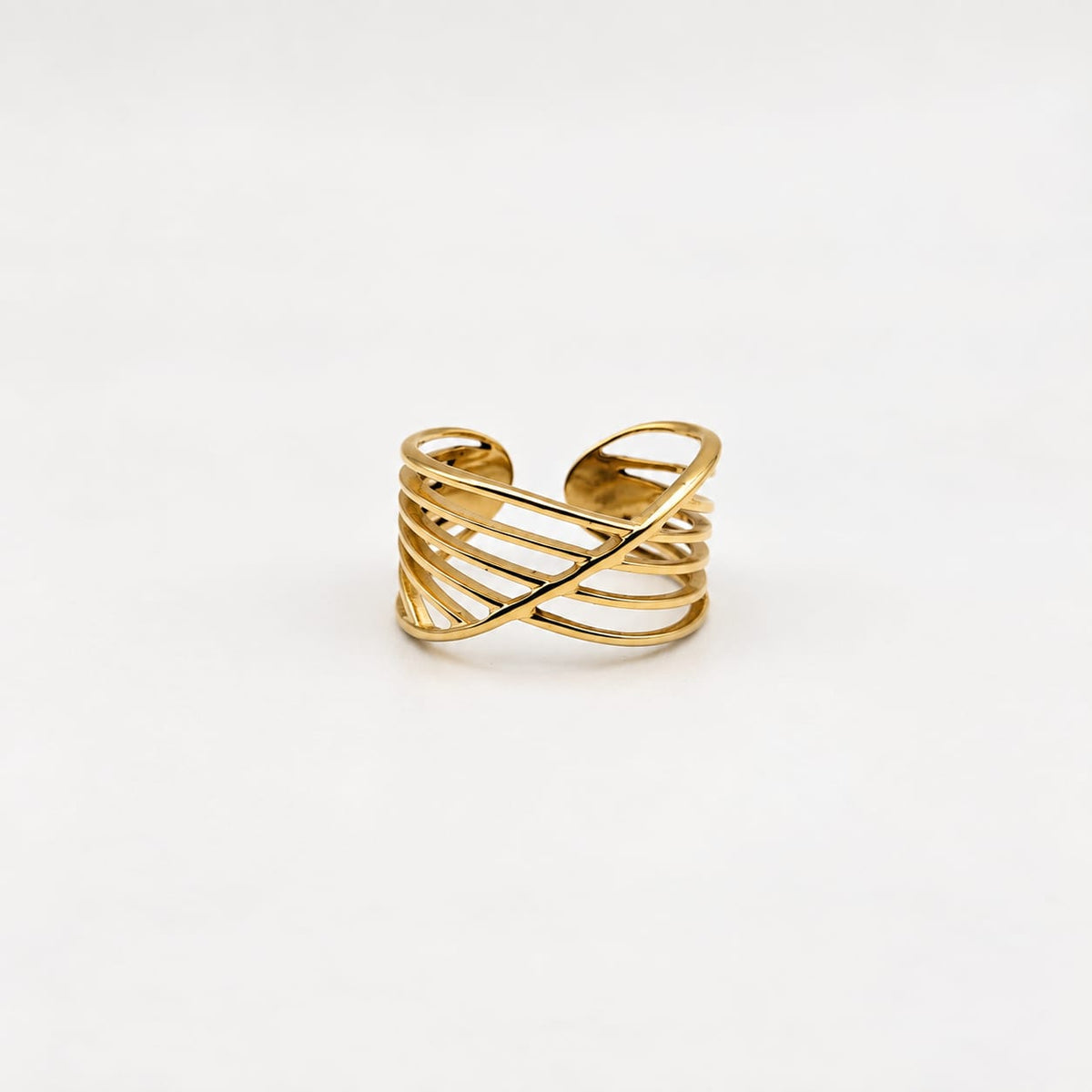 LA REINE – Bague dorée graphique ajustable