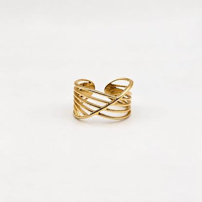 LA REINE – Bague dorée graphique ajustable