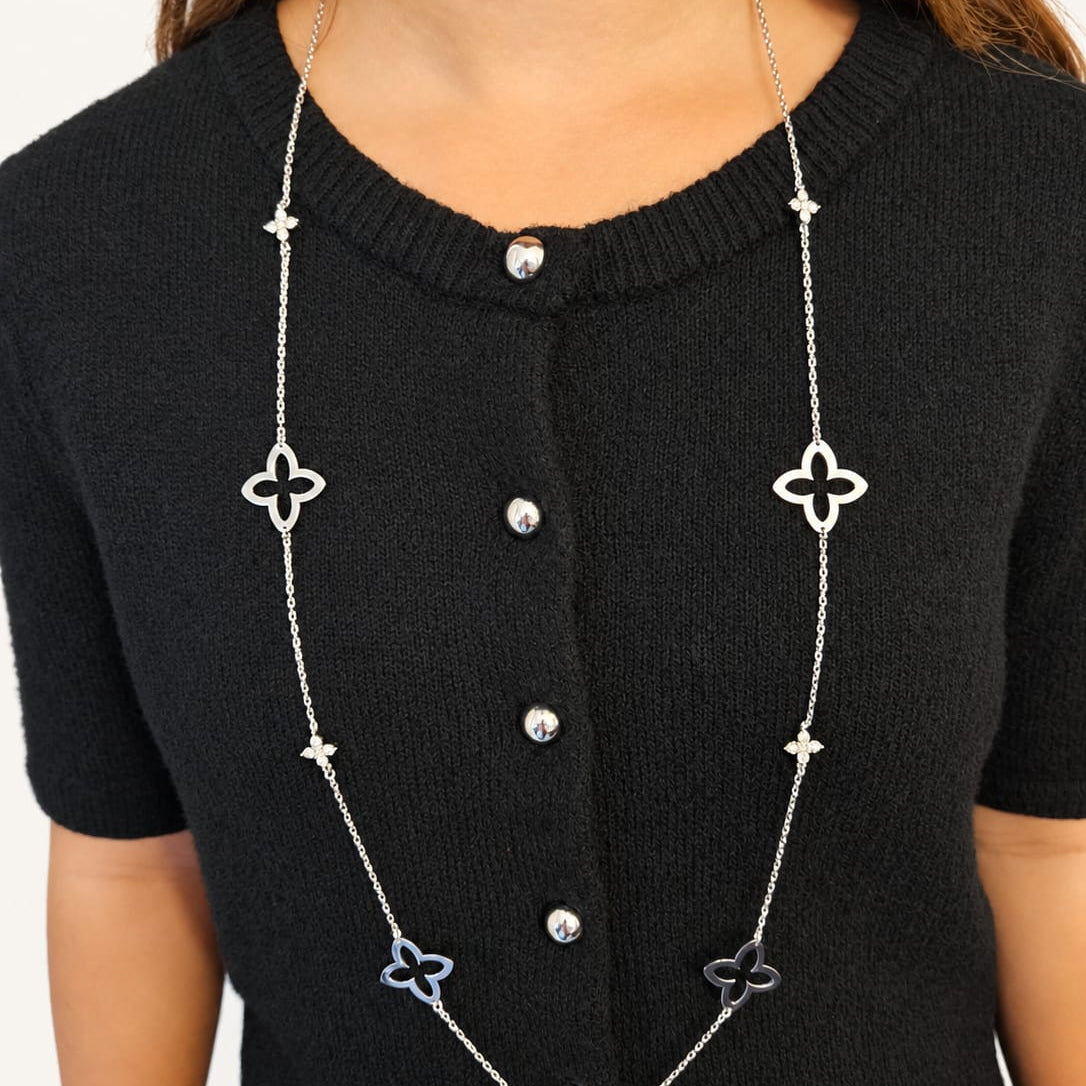 YSÉA – Sautoir  à motifs trèfles et strass