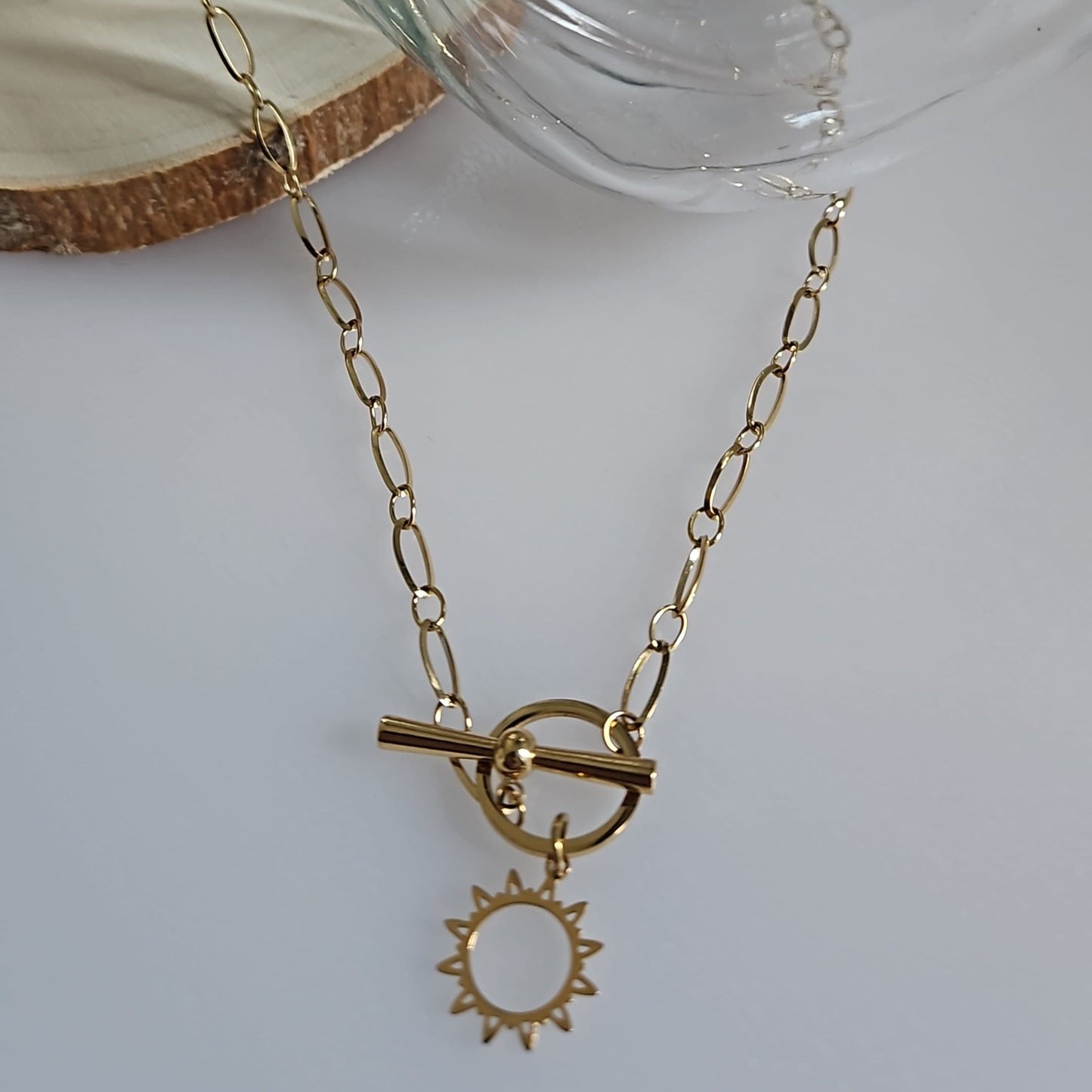SUNSHINE - Collier chaine pendentif cercle soleil